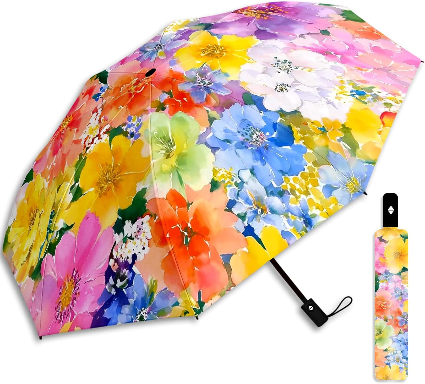 Small Travel Folding Umbrella for Girl, Portable, UV, SunShade, Compact, Automatic, Rain & Wind