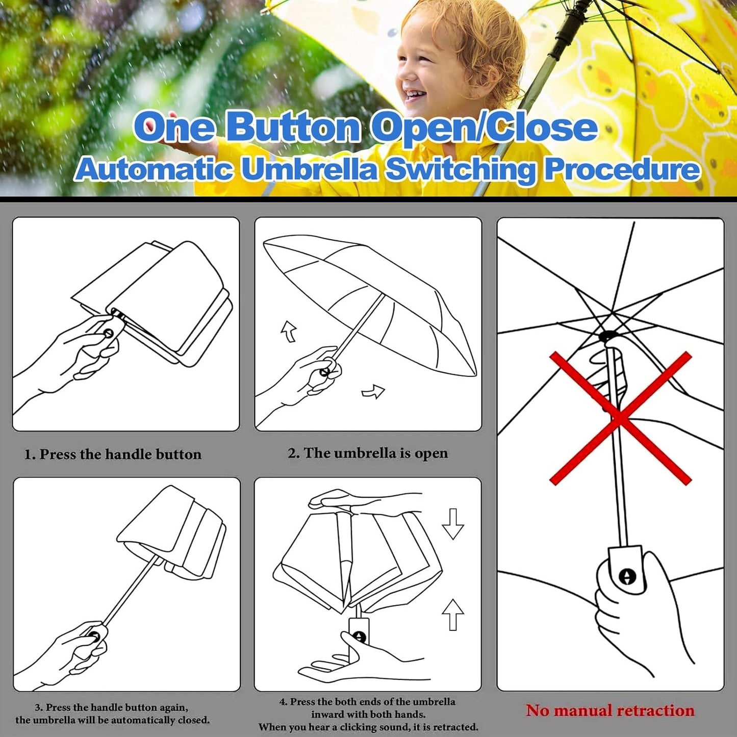 Small Travel Folding Umbrella for Girl, Portable, UV, SunShade, Compact, Automatic, Rain & Wind