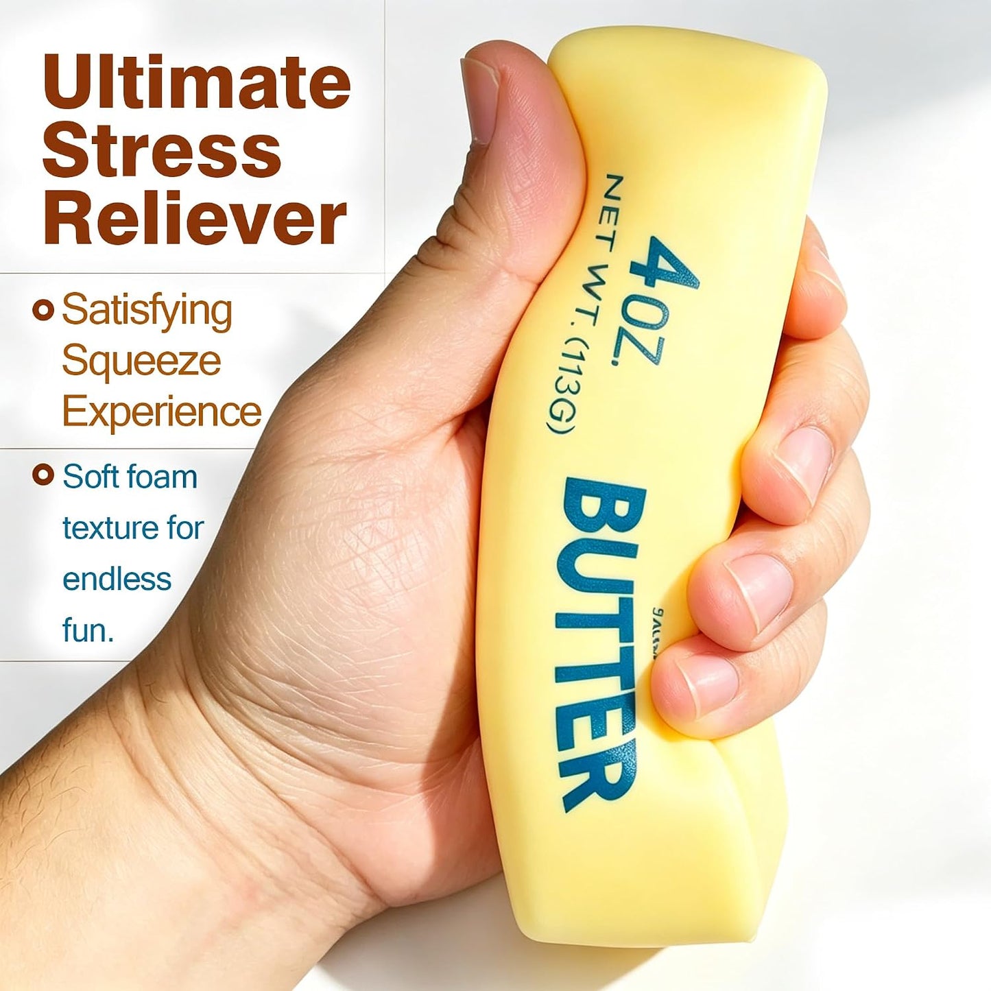 Butter Squishy, Slow Rising Butter Squeeze Toy, Cream Scented Butter Squeeze Toys, Stress Relief Toy for Relaxation, Soft & Safe PU Great for Home Office School(Yellow)