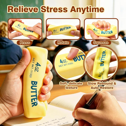 Butter Squishy, Slow Rising Butter Squeeze Toy, Cream Scented Butter Squeeze Toys, Stress Relief Toy for Relaxation, Soft & Safe PU Great for Home Office School(Yellow)