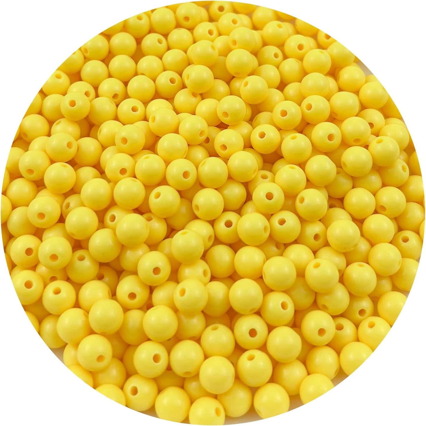 400Pieces 8MM Acrylic Round Beads Round Acrylic Balls Chunky Beads Smooth Spacer Plastic Pastel Beads Craft Beads for Necklace and Bracelet Making Crafting Supplies(193-yellow)