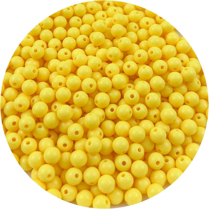 400Pieces 8MM Acrylic Round Beads Round Acrylic Balls Chunky Beads Smooth Spacer Plastic Pastel Beads Craft Beads for Necklace and Bracelet Making Crafting Supplies(193-yellow)