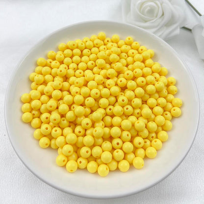 400Pieces 8MM Acrylic Round Beads Round Acrylic Balls Chunky Beads Smooth Spacer Plastic Pastel Beads Craft Beads for Necklace and Bracelet Making Crafting Supplies(193-yellow)