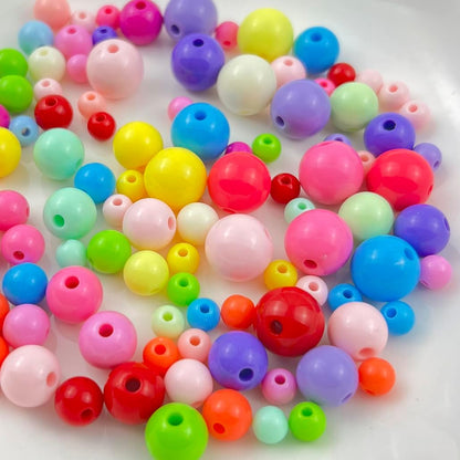 400Pieces 8MM Acrylic Round Beads Round Acrylic Balls Chunky Beads Smooth Spacer Plastic Pastel Beads Craft Beads for Necklace and Bracelet Making Crafting Supplies(193-yellow)