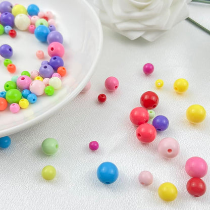 400Pieces 8MM Acrylic Round Beads Round Acrylic Balls Chunky Beads Smooth Spacer Plastic Pastel Beads Craft Beads for Necklace and Bracelet Making Crafting Supplies(193-yellow)