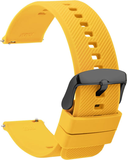 Silicone Watch Bands Rubber - Yellow Quick Release Watch Straps Soft - Waterproof Military Watch Strap for Men Women - for Smart Watches Bracelet Replacement 18mm 19mm 20mm 21mm 22mm