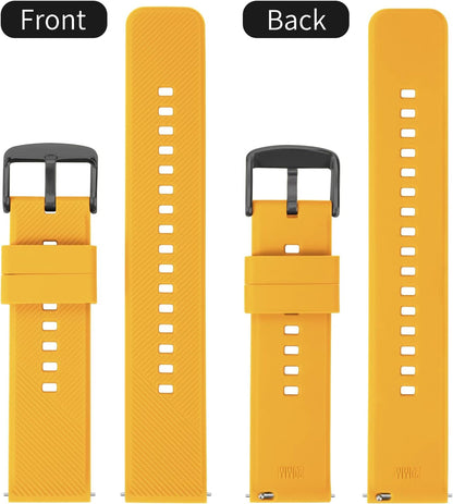 Silicone Watch Bands Rubber - Yellow Quick Release Watch Straps Soft - Waterproof Military Watch Strap for Men Women - for Smart Watches Bracelet Replacement 18mm 19mm 20mm 21mm 22mm