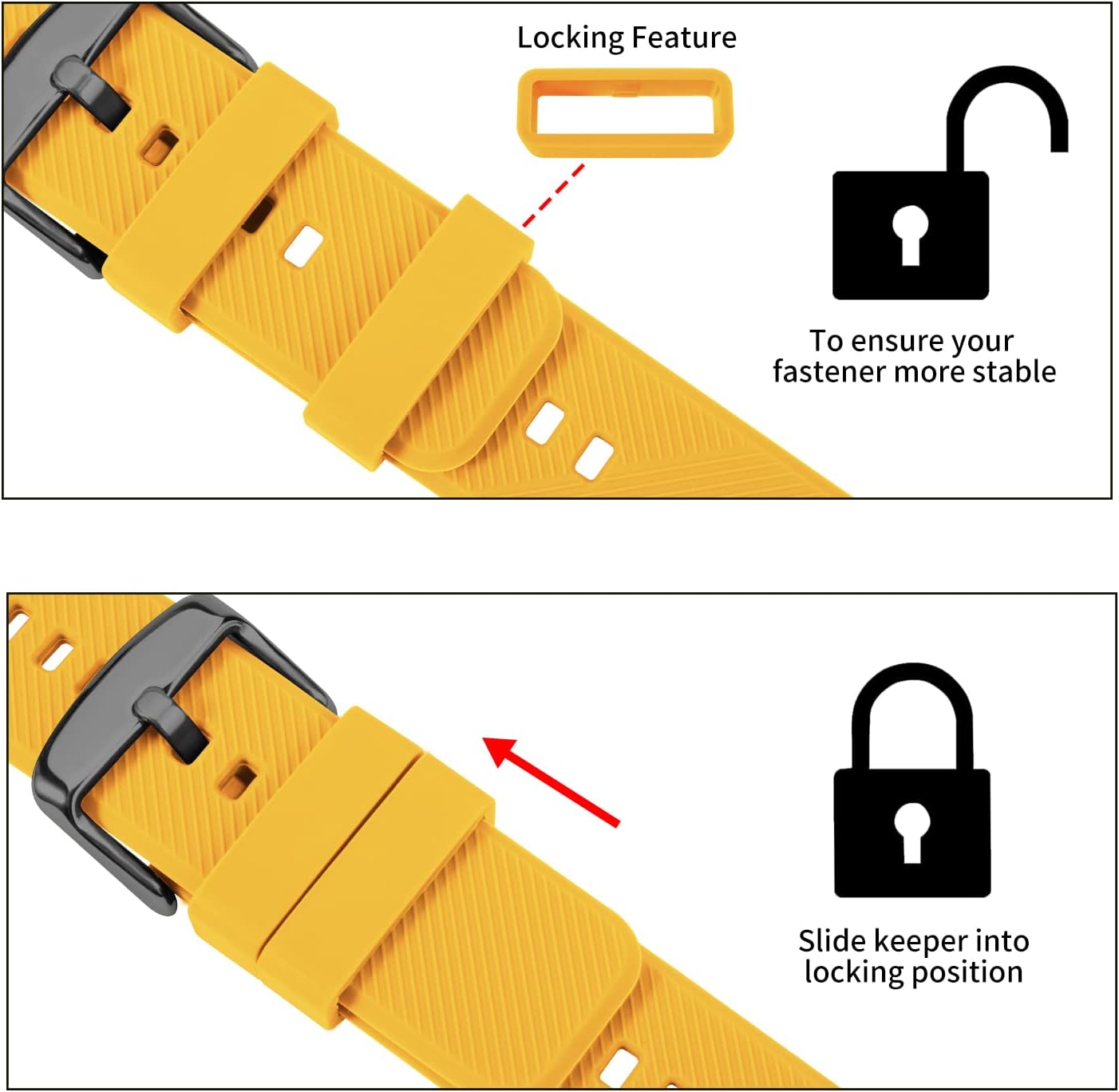 Silicone Watch Bands Rubber - Yellow Quick Release Watch Straps Soft - Waterproof Military Watch Strap for Men Women - for Smart Watches Bracelet Replacement 18mm 19mm 20mm 21mm 22mm