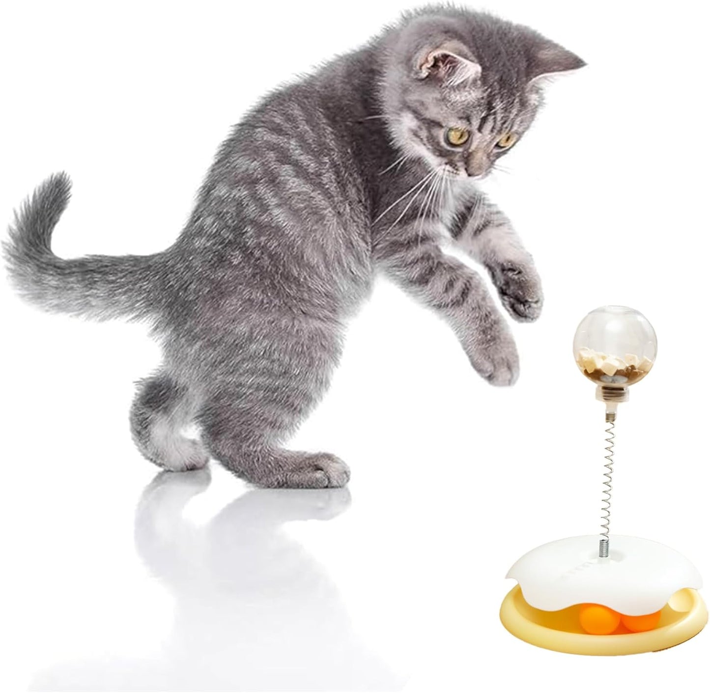 2025 KittenTreat Dispenser With Roller Track Catnip Balls, Cat Ball Toy with Treat, Cat Intellectual Stimulation Toy For Mental Stimulation and Slowing Down Feeding Speed ,Pet Food Leak Ball (Yellow)