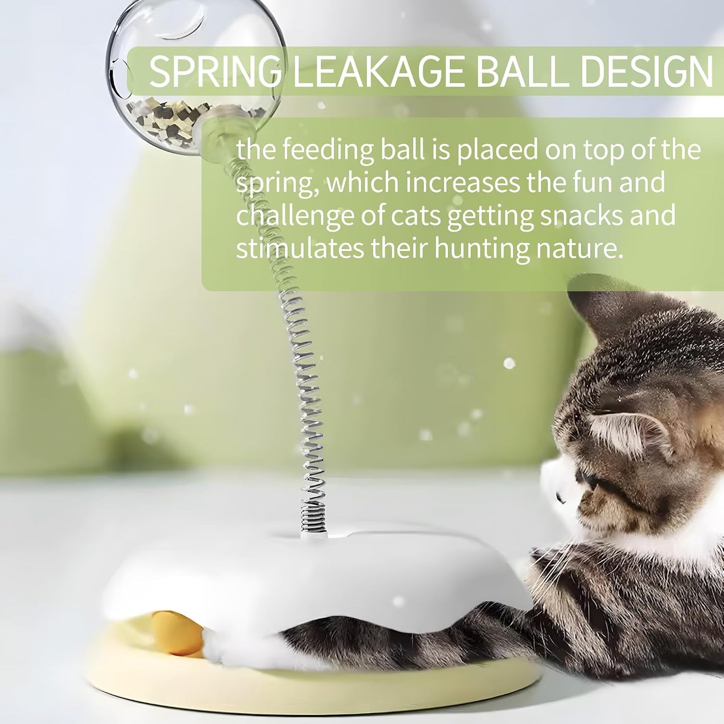 2025 KittenTreat Dispenser With Roller Track Catnip Balls, Cat Ball Toy with Treat, Cat Intellectual Stimulation Toy For Mental Stimulation and Slowing Down Feeding Speed ,Pet Food Leak Ball (Yellow)