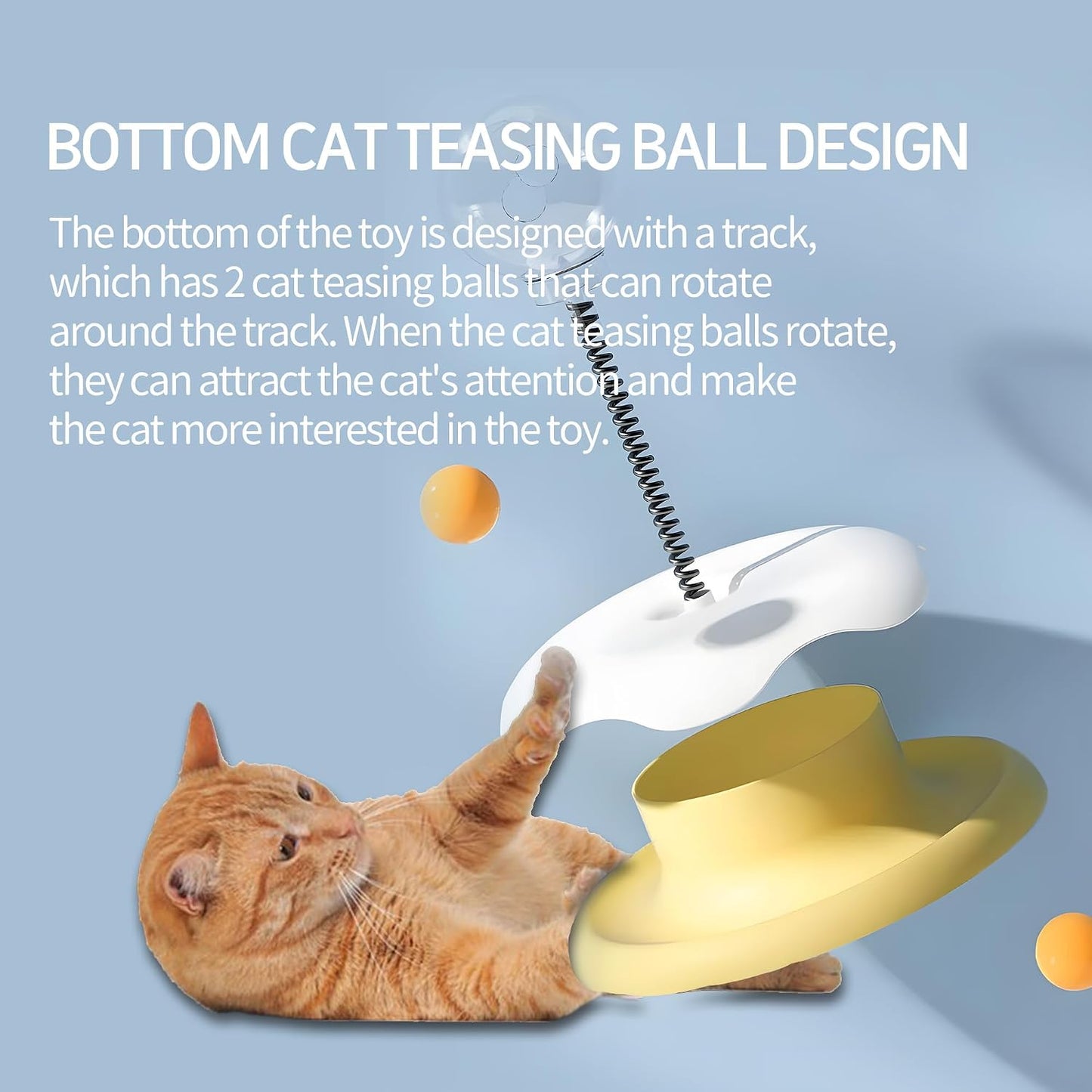 2025 KittenTreat Dispenser With Roller Track Catnip Balls, Cat Ball Toy with Treat, Cat Intellectual Stimulation Toy For Mental Stimulation and Slowing Down Feeding Speed ,Pet Food Leak Ball (Yellow)