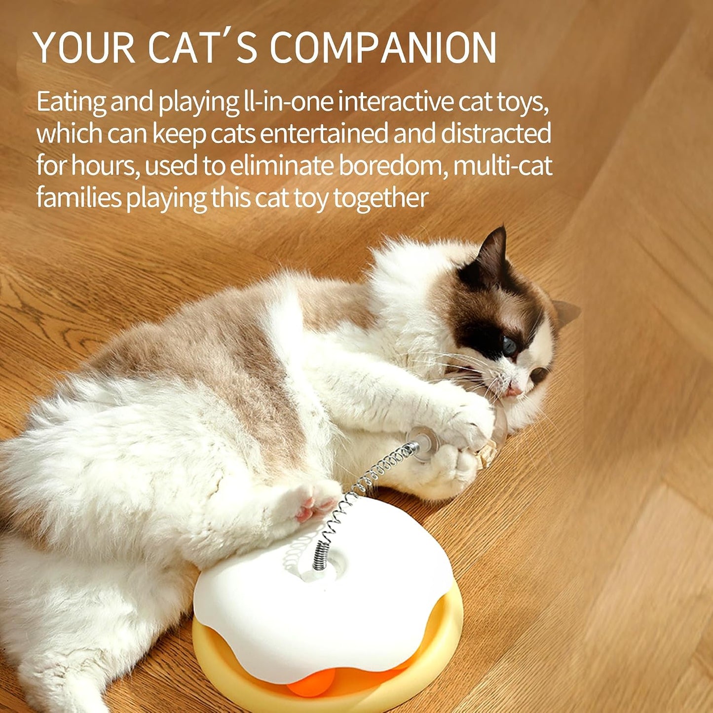 2025 KittenTreat Dispenser With Roller Track Catnip Balls, Cat Ball Toy with Treat, Cat Intellectual Stimulation Toy For Mental Stimulation and Slowing Down Feeding Speed ,Pet Food Leak Ball (Yellow)