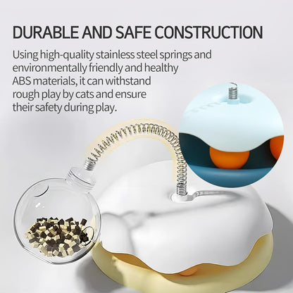 2025 KittenTreat Dispenser With Roller Track Catnip Balls, Cat Ball Toy with Treat, Cat Intellectual Stimulation Toy For Mental Stimulation and Slowing Down Feeding Speed ,Pet Food Leak Ball (Yellow)