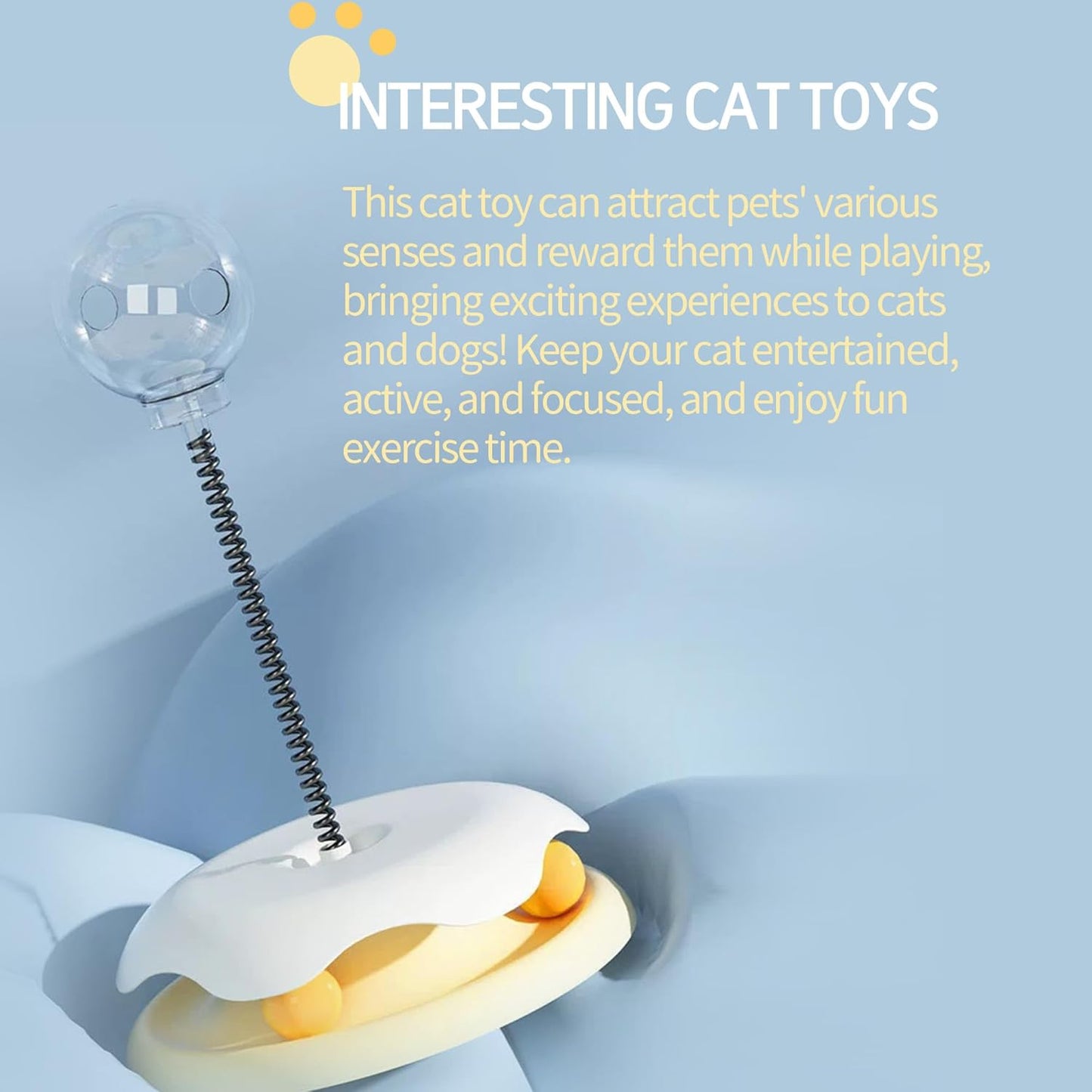 2025 KittenTreat Dispenser With Roller Track Catnip Balls, Cat Ball Toy with Treat, Cat Intellectual Stimulation Toy For Mental Stimulation and Slowing Down Feeding Speed ,Pet Food Leak Ball (Yellow)