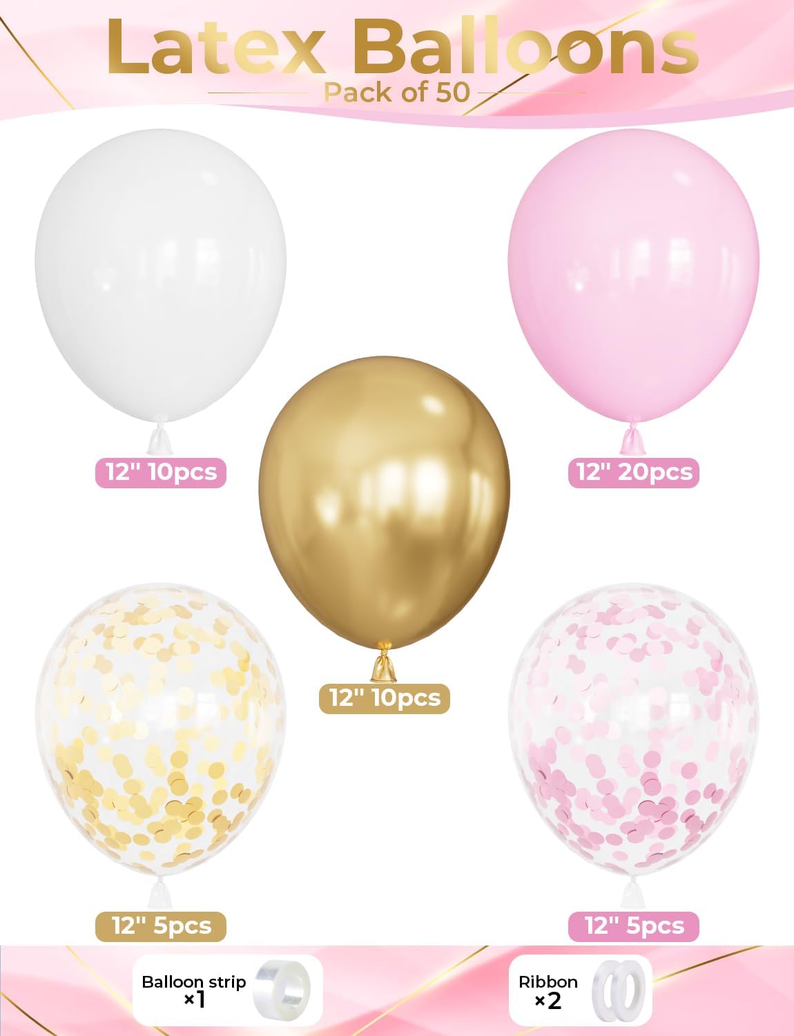 Yellow and White Balloons, Pastel Yellow and White Party Balloons | 50Pcs 12inch Yellow White Confetti Balloons for Sunflower Honeybee Birthday Baby Shower Party Decorations, Indoor Outdoor