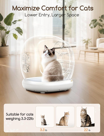 Automatic Cat Litter Box, Large Opening Self Cleaning Litter Box with Safety Protection for Multiple Cats, App Control, Odor-Free, 75L Space, Yellow