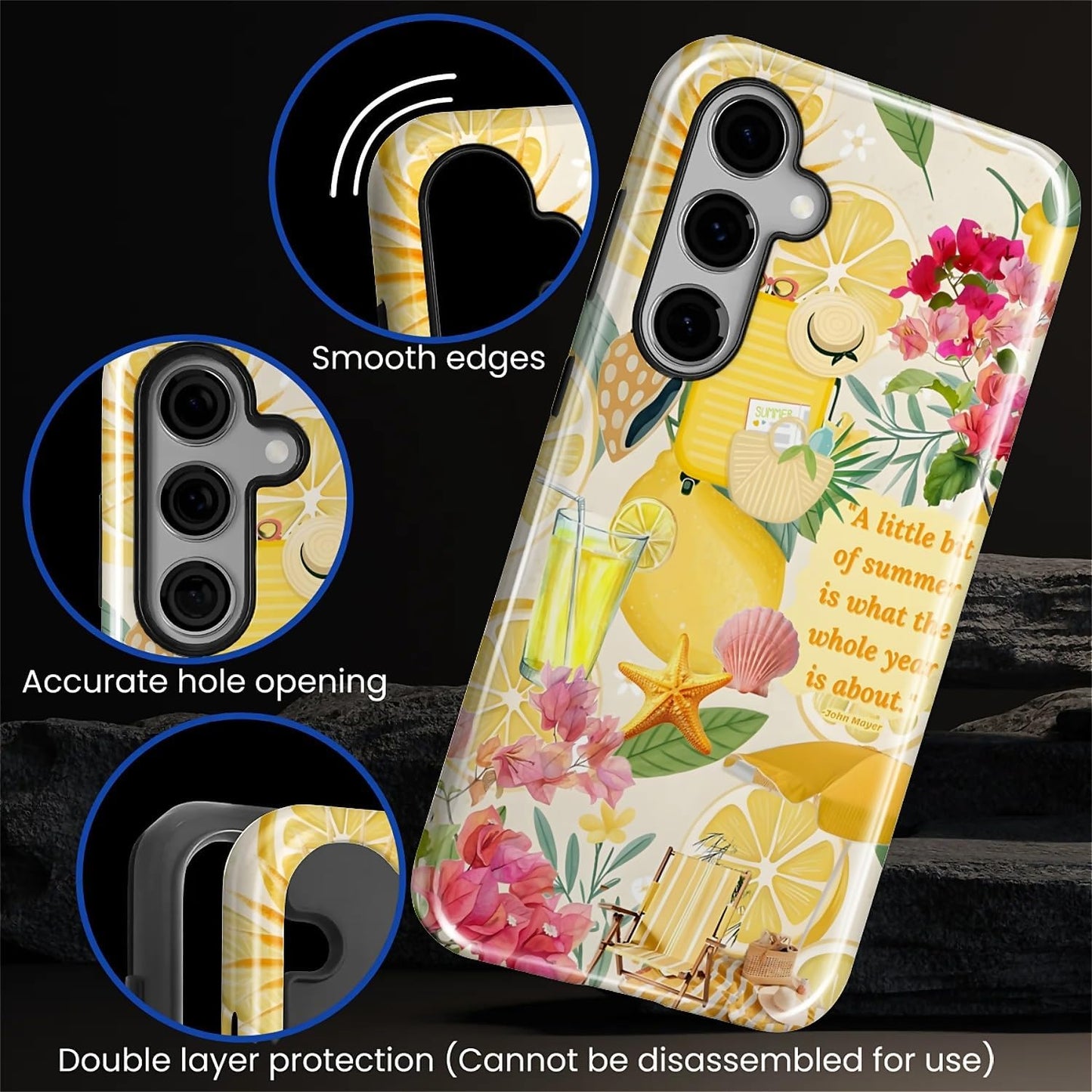 Case for Samsung Galaxy S25 Plus,Exquisitely Pattern Double Protective Phone Cover Cases Soft Silicone for Samsung Galaxy S25 Plus-Coastal Italy Lemon Beach Collage
