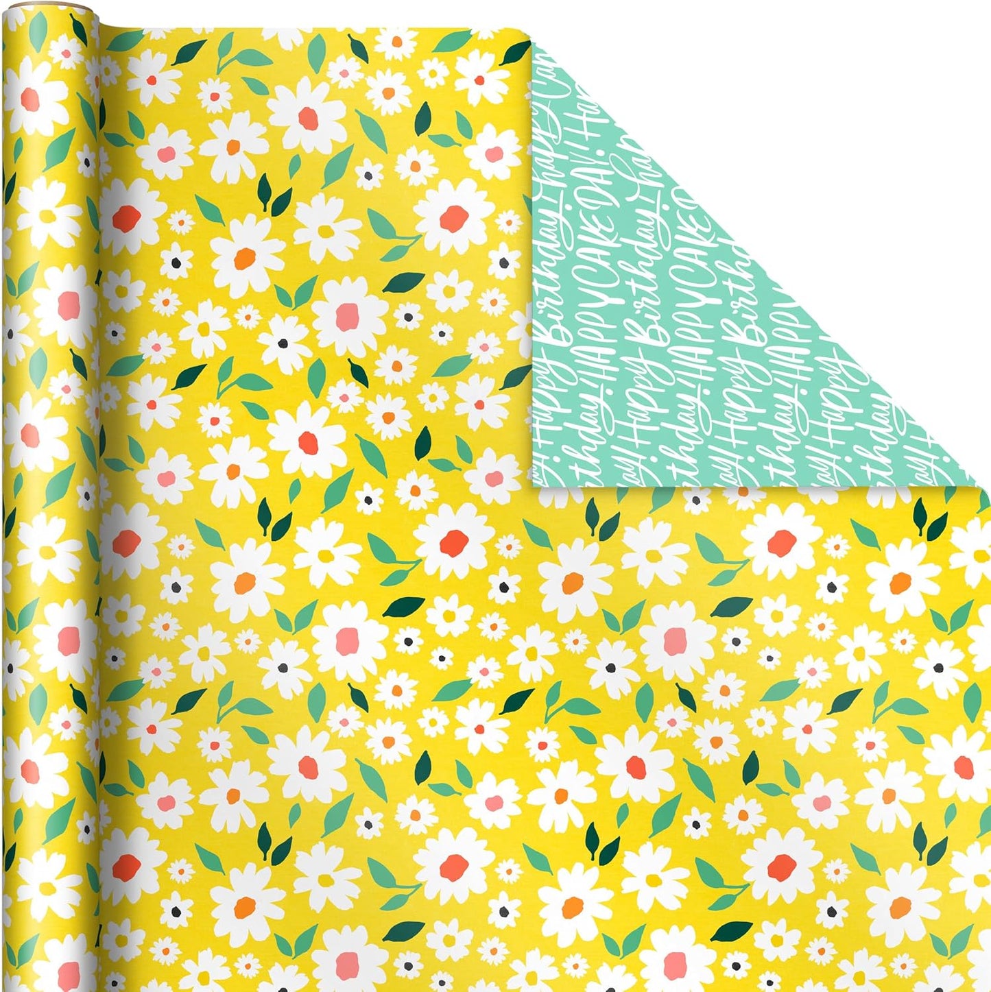 Reversible Wrapping Paper, 3 Rolls (Floral, Lemons, Abstract)