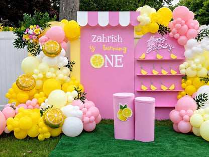 Lemon Balloon Garland Arch Kit 144Pcs, Pink and Yellow Balloons Arch Kit, Pastel Yellow Light Pink Balloons for Lemon Baby Shower Bridal Shower Main Squeeze Lemonade Birthday Party Decor