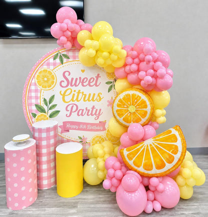Lemon Balloon Garland Arch Kit 144Pcs, Pink and Yellow Balloons Arch Kit, Pastel Yellow Light Pink Balloons for Lemon Baby Shower Bridal Shower Main Squeeze Lemonade Birthday Party Decor