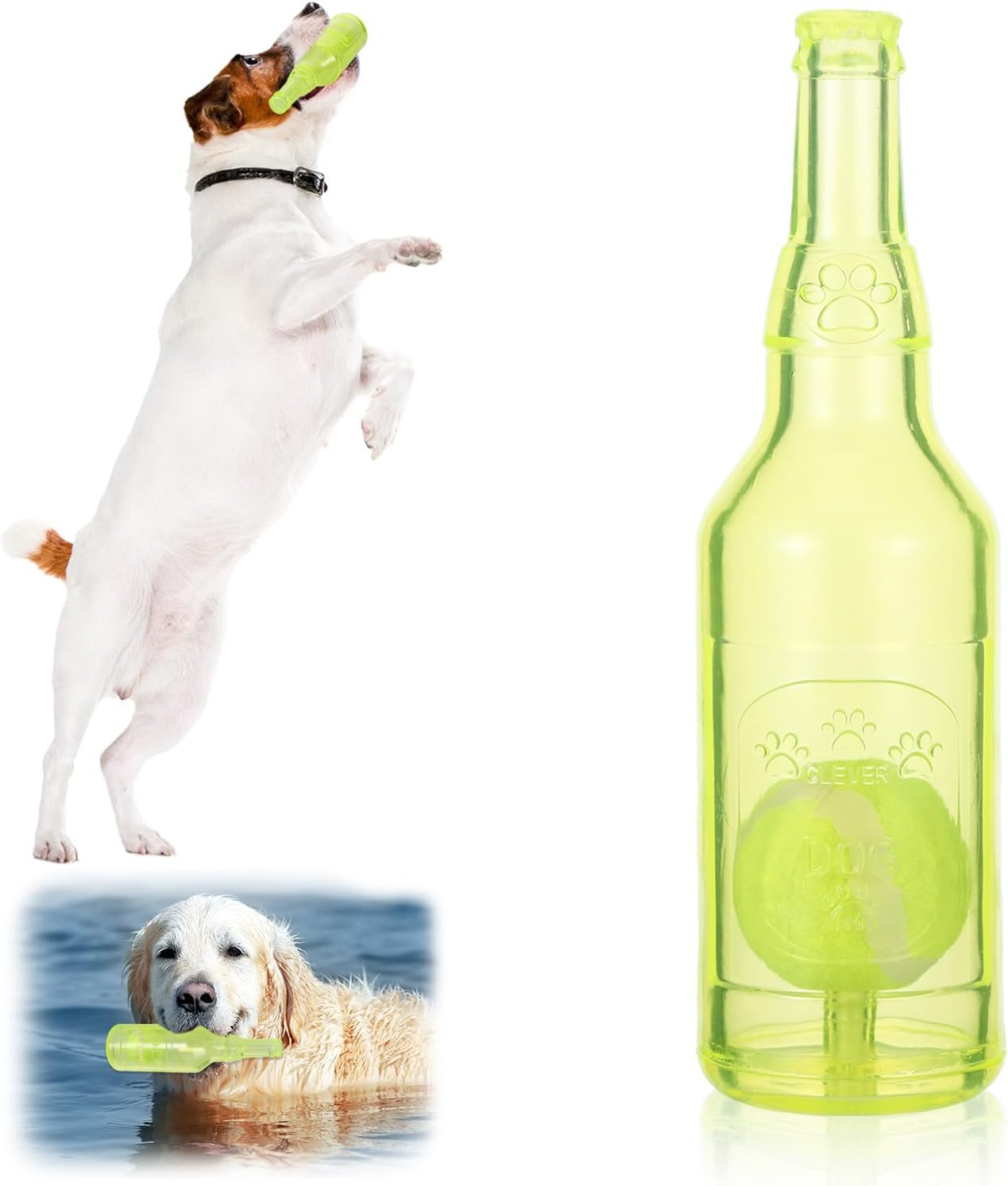 Yellow Water Bottle Dog Toy,Crunchnplay Bottle Toy for Dogs,Floating Dog Chew Toys,Squeaky Dog Toys for Aggressive Chewers,Dog Toy Water Bottle Cruncher,Interactive Dog Toys for Small Dogs Boredom