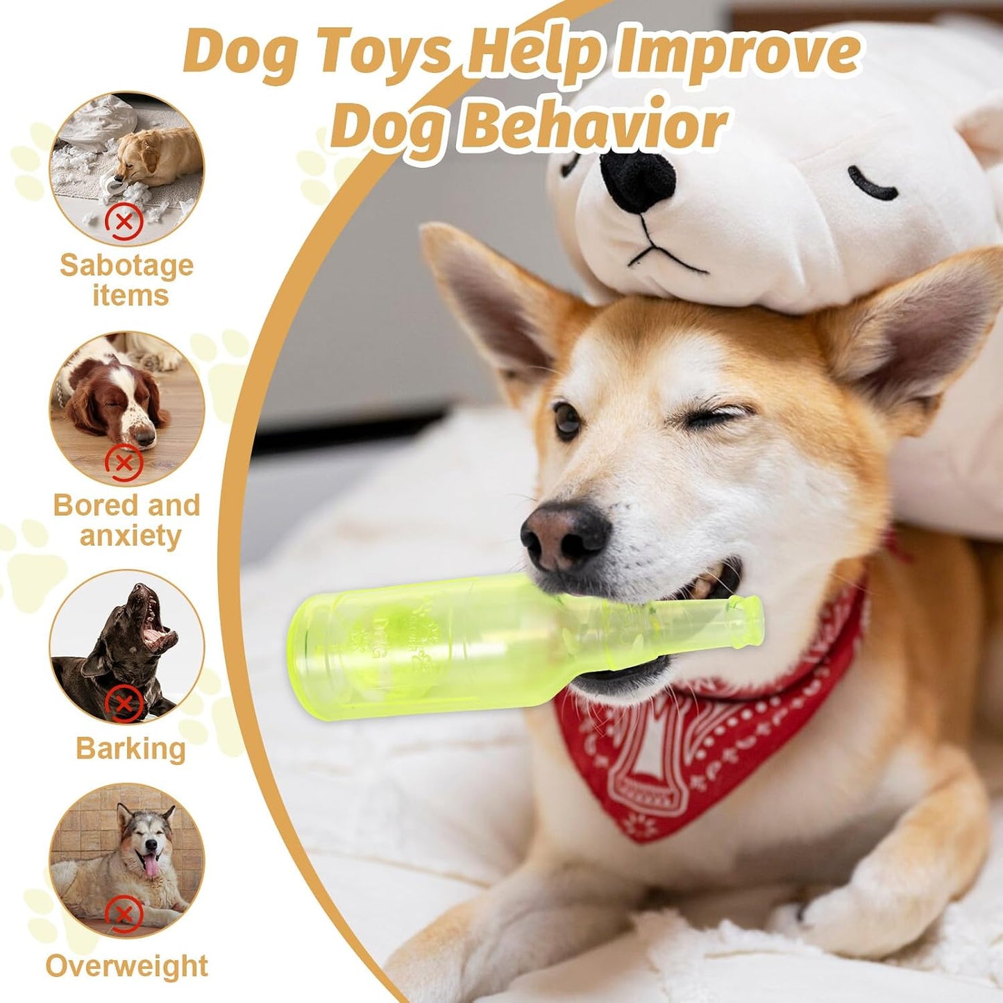 Yellow Water Bottle Dog Toy,Crunchnplay Bottle Toy for Dogs,Floating Dog Chew Toys,Squeaky Dog Toys for Aggressive Chewers,Dog Toy Water Bottle Cruncher,Interactive Dog Toys for Small Dogs Boredom