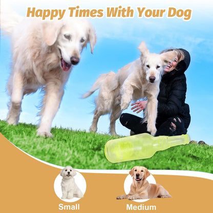 Yellow Water Bottle Dog Toy,Crunchnplay Bottle Toy for Dogs,Floating Dog Chew Toys,Squeaky Dog Toys for Aggressive Chewers,Dog Toy Water Bottle Cruncher,Interactive Dog Toys for Small Dogs Boredom
