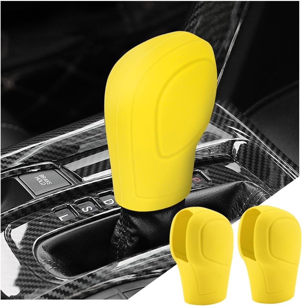 2 Pack Car Gear Shift Knob Cover, Anti-Slip Auto Knob Gear Stick Protector, Comfortable Silicone Handbrake Shifter Cover for Men Women, Universal Vehicle Interior Accessories