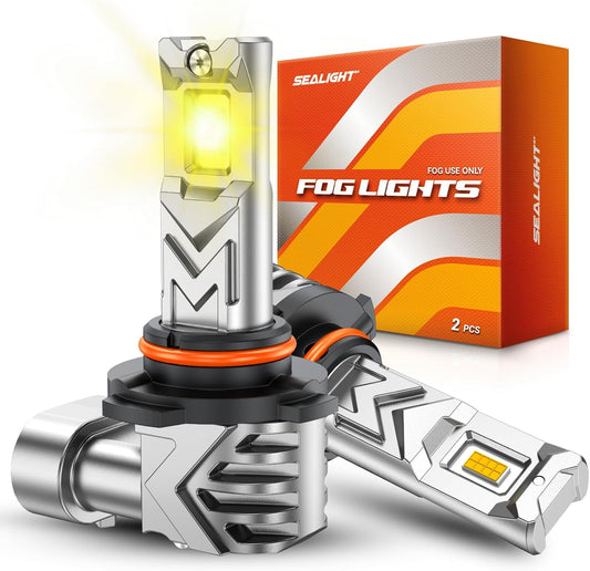 9145 9140 H10 LED Fog Light Bulbs Yellow, 17000LM Super Bright H10 LED Fog Lights Amber Yellow, 800% Brighter High Penetration, Plug & Play, Pack of 2