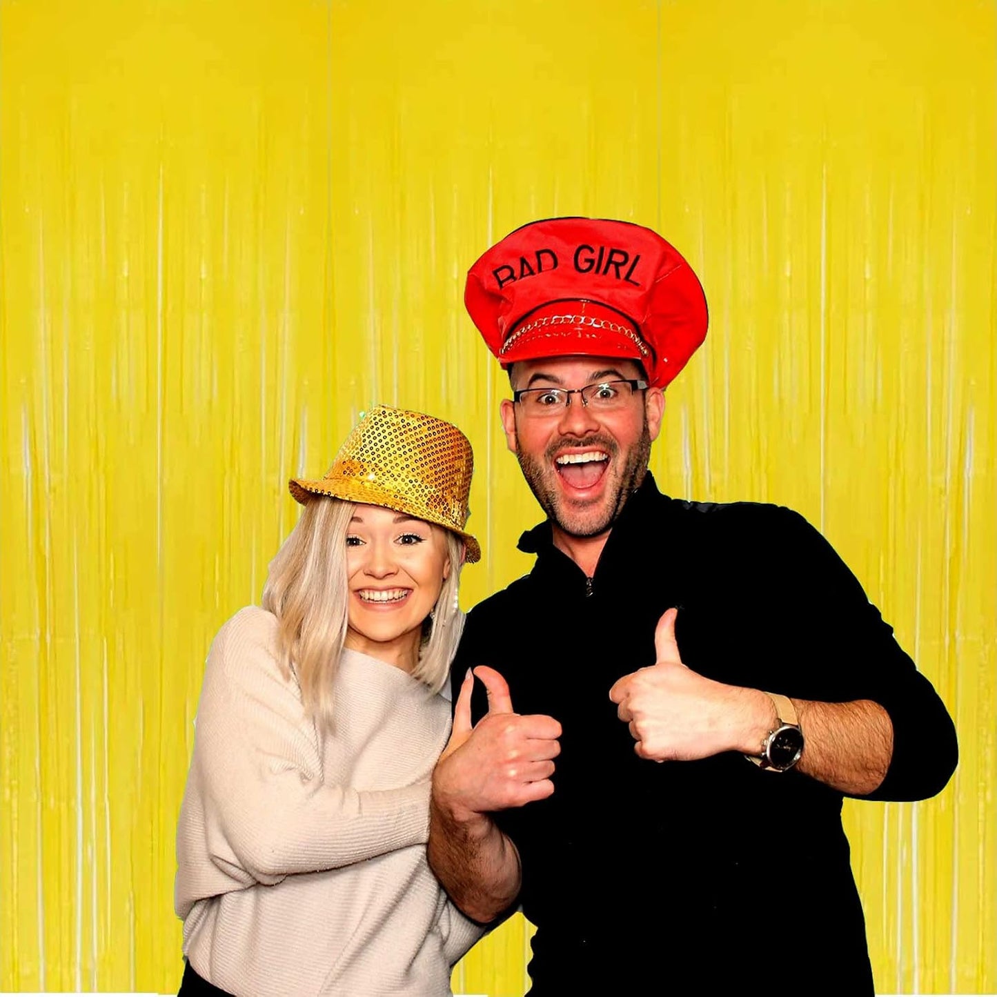 8 Pack Yellow Tinsel Foil Fringe Curtain Backdrop, 3.28Ft x 8.2Ft Metallic Streamers for Photo Booth, Birthday, Wedding, Thanksgiving Day, Christmas, Birthday, Halloween Party Decorations