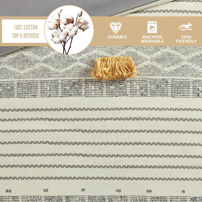 Queen Duvet Cover Set, Chic Trims & Pompom Accent, Boho Duvet Set Queen, All Season, Lightweight Cotton Duvet Queen Bedding Cover, 2 Shams, Cody, Full/Queen Gray/Yellow 3 Piece