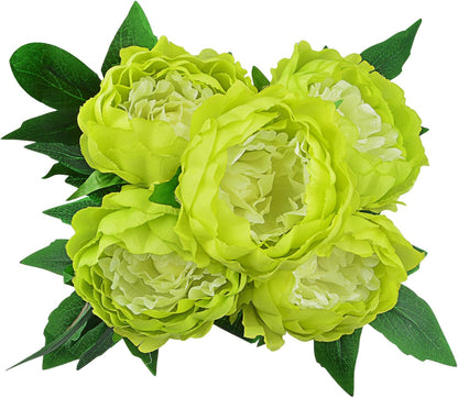 Artificial Peony Silk Flowers Bouquet Home Wedding Decoration (Light Yellow)