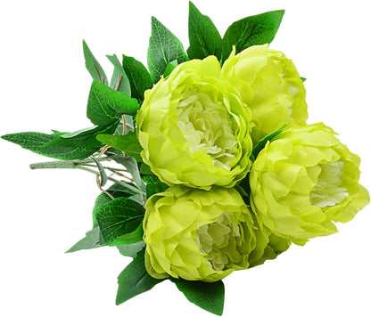 Artificial Peony Silk Flowers Bouquet Home Wedding Decoration (Light Yellow)