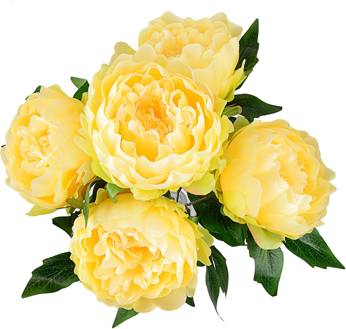 Artificial Peony Silk Flowers Bouquet Home Wedding Decoration (Light Yellow)