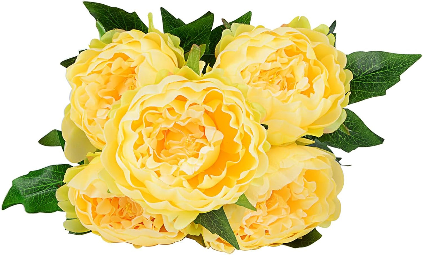 Artificial Peony Silk Flowers Bouquet Home Wedding Decoration (Light Yellow)