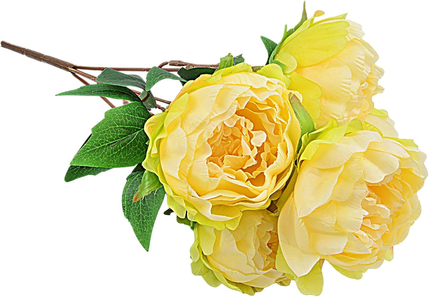 Artificial Peony Silk Flowers Bouquet Home Wedding Decoration (Light Yellow)