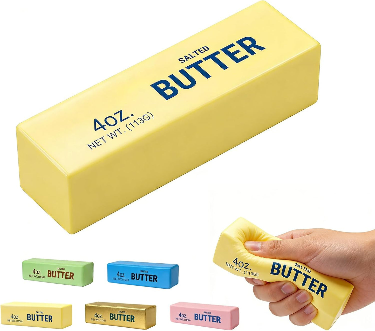 Butter Squishy, Soft Slow Rising Squeeze Toys, Butter Stick Toys (Yellow) | Fidget Toys and Stress Balls Squishies for Office Desk Toys, Party Favors & Birthday Gifts