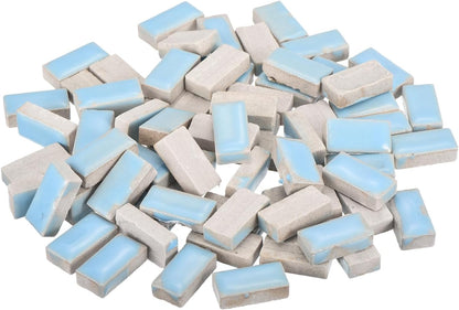 250g Ceramic Mosaic Tiles for Crafts Bulk, Rectangle Yellow Ceramic Tile for Mosaic Kits Garden Stepping Stone Cup Mat