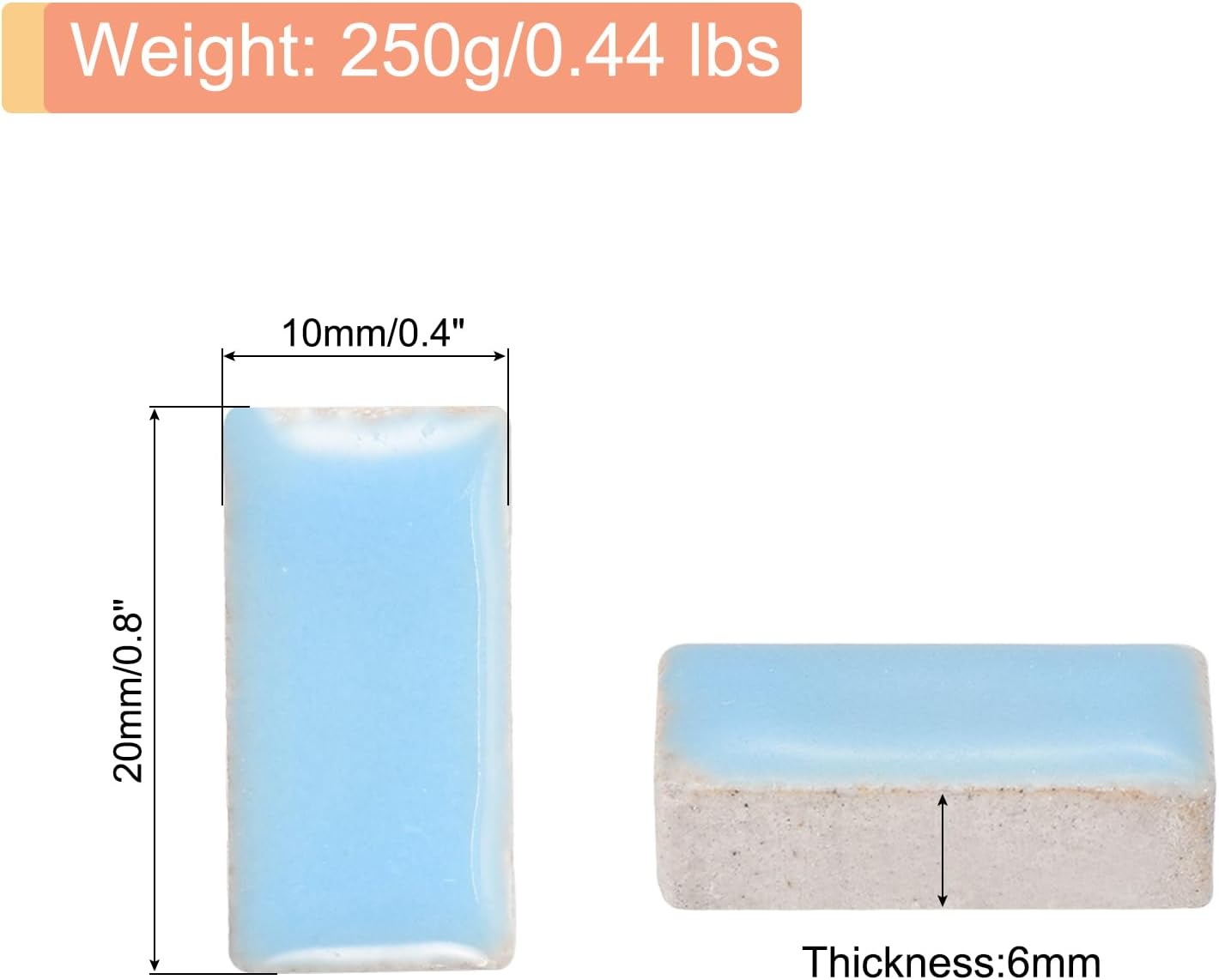 250g Ceramic Mosaic Tiles for Crafts Bulk, Rectangle Yellow Ceramic Tile for Mosaic Kits Garden Stepping Stone Cup Mat