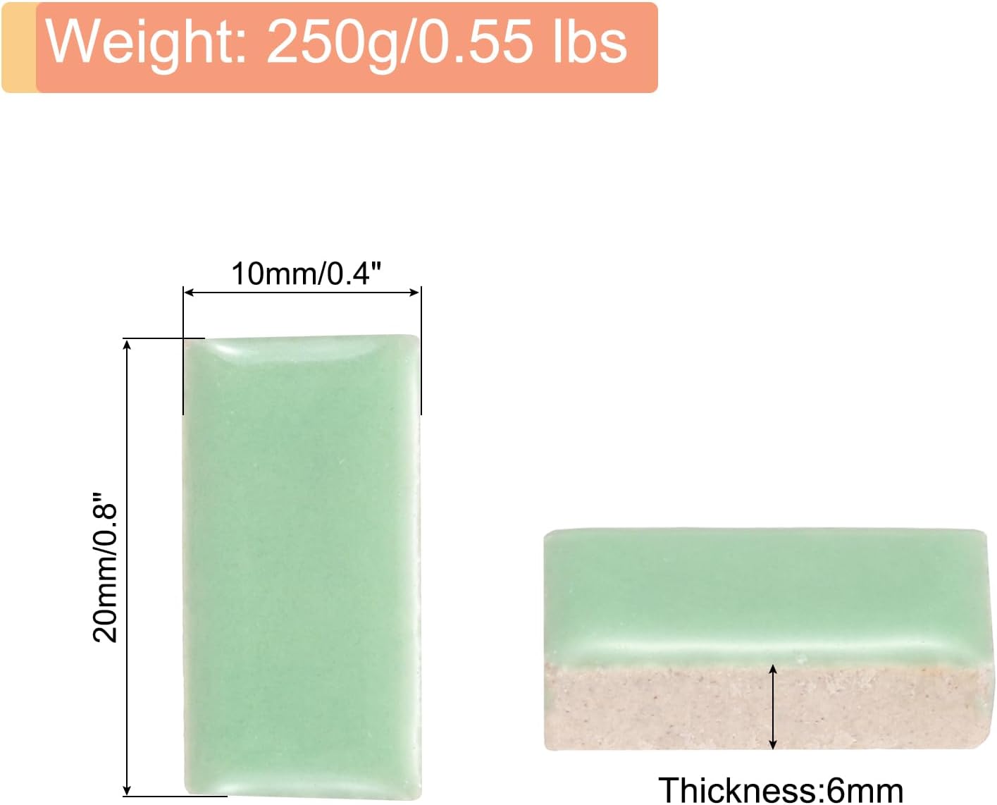 250g Ceramic Mosaic Tiles for Crafts Bulk, Rectangle Yellow Ceramic Tile for Mosaic Kits Garden Stepping Stone Cup Mat
