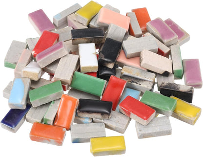 250g Ceramic Mosaic Tiles for Crafts Bulk, Rectangle Yellow Ceramic Tile for Mosaic Kits Garden Stepping Stone Cup Mat