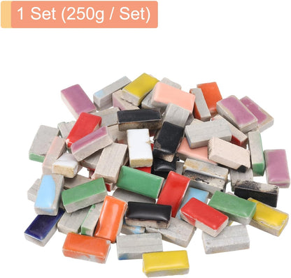 250g Ceramic Mosaic Tiles for Crafts Bulk, Rectangle Yellow Ceramic Tile for Mosaic Kits Garden Stepping Stone Cup Mat