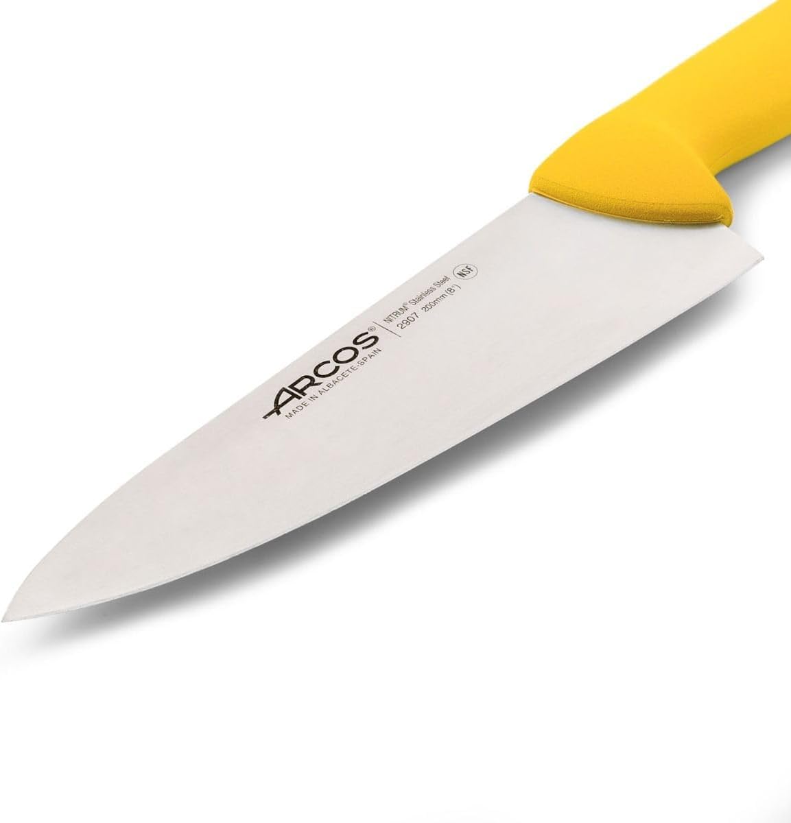 Chef Knife 8 Inch Nitrum Stainless Steel and 200 mm blade. Professional Multipurpose Cooking Knife. Ergonomic Polypropylene Handle. Series 2900. Color Yellow