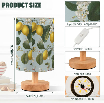 Bedside Table Lamp Lemon Yellow Citrus Fruits (1) Kids Nightstand Lamp Night Light Fabric Shade for Bedroom Living Room Home Office