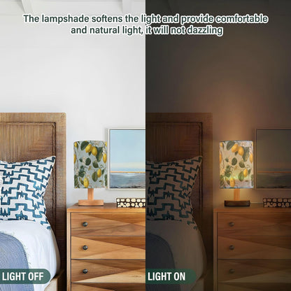 Bedside Table Lamp Lemon Yellow Citrus Fruits (1) Kids Nightstand Lamp Night Light Fabric Shade for Bedroom Living Room Home Office