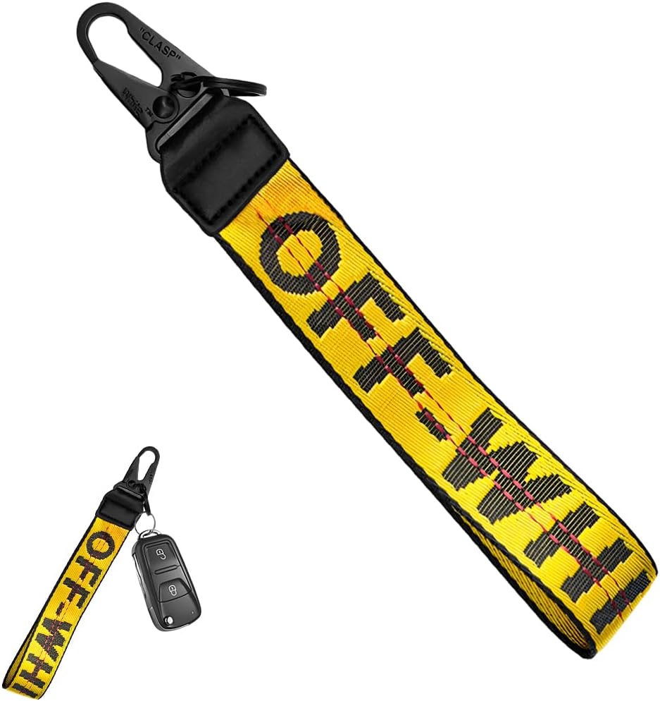 Car Keychain, Fabric Keychain Wrist Lanyard, Key Ring for Cars Keys Wallets Jeans Decoration, Car Accessories (Yellow)