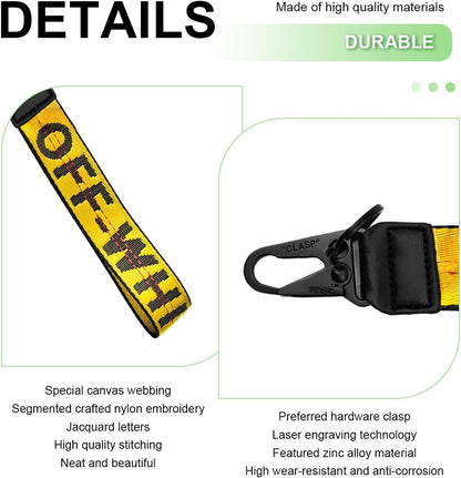 Car Keychain, Fabric Keychain Wrist Lanyard, Key Ring for Cars Keys Wallets Jeans Decoration, Car Accessories (Yellow)