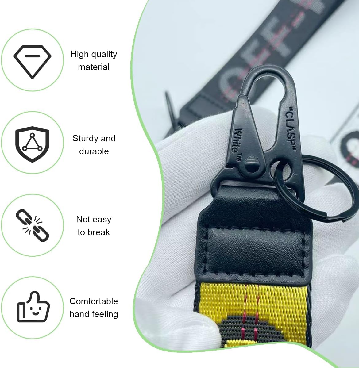 Car Keychain, Fabric Keychain Wrist Lanyard, Key Ring for Cars Keys Wallets Jeans Decoration, Car Accessories (Yellow)