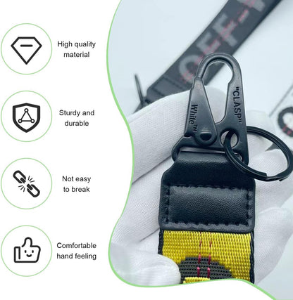 Car Keychain, Fabric Keychain Wrist Lanyard, Key Ring for Cars Keys Wallets Jeans Decoration, Car Accessories (Yellow)