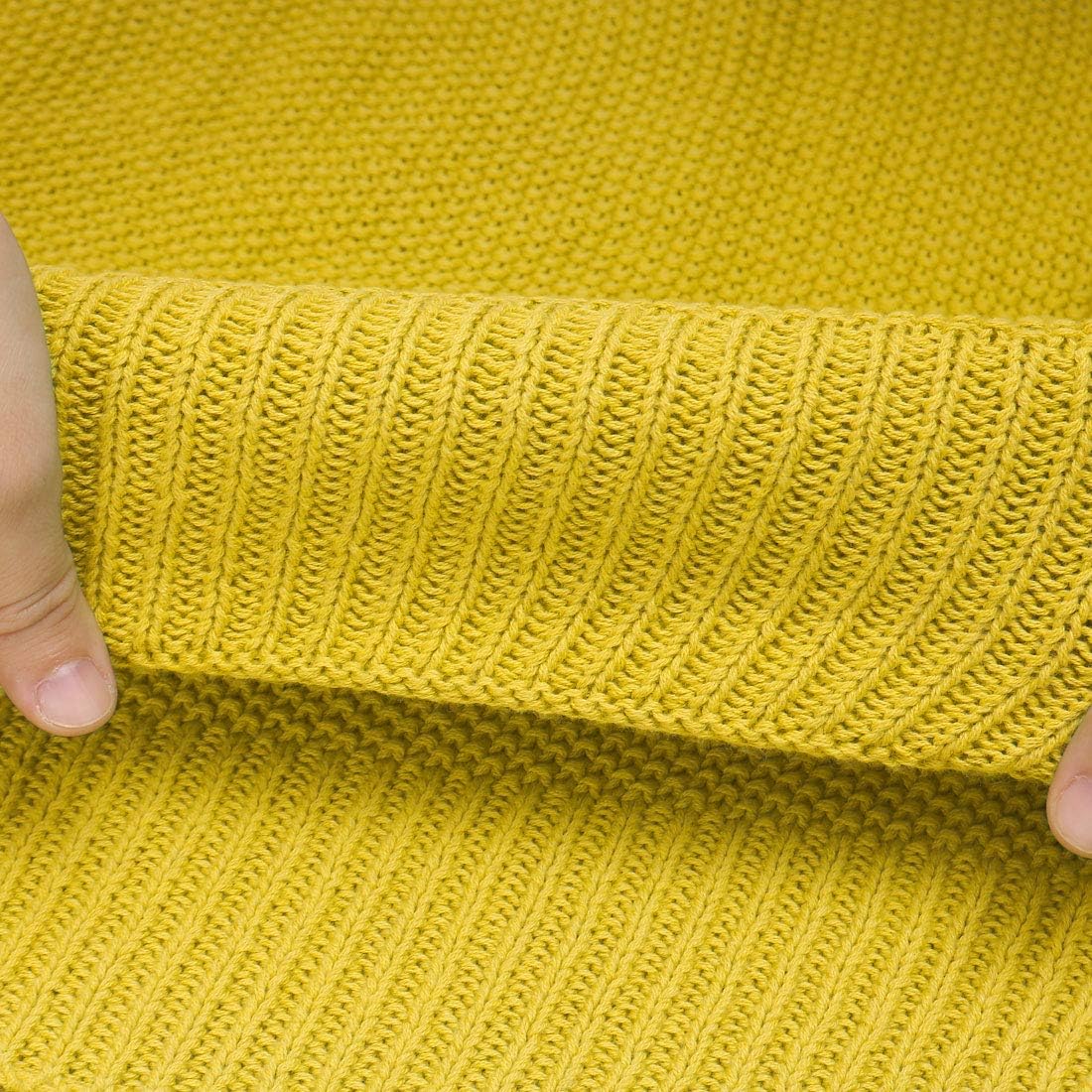 100% Cotton Knit Throw Blanket, Yellow 50x60